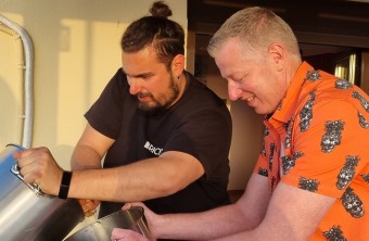 Beer brewing workshop by the pool